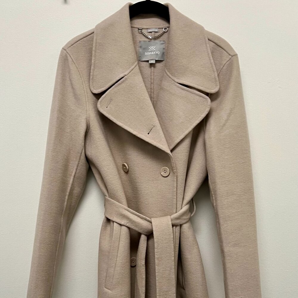 SOIA & KYO Safira Double Breasted Wool Blend Coat